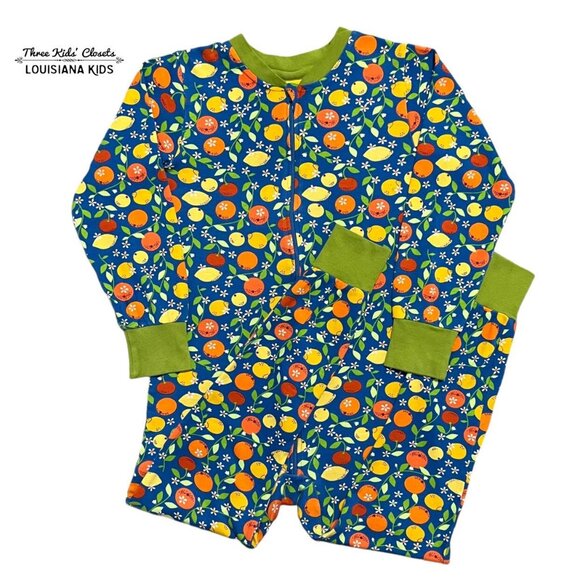 DUNS Sweden Sz 134 (9Y) Citrus Fruit Zipper Sleeper Pajamas - Picture 1 of 8